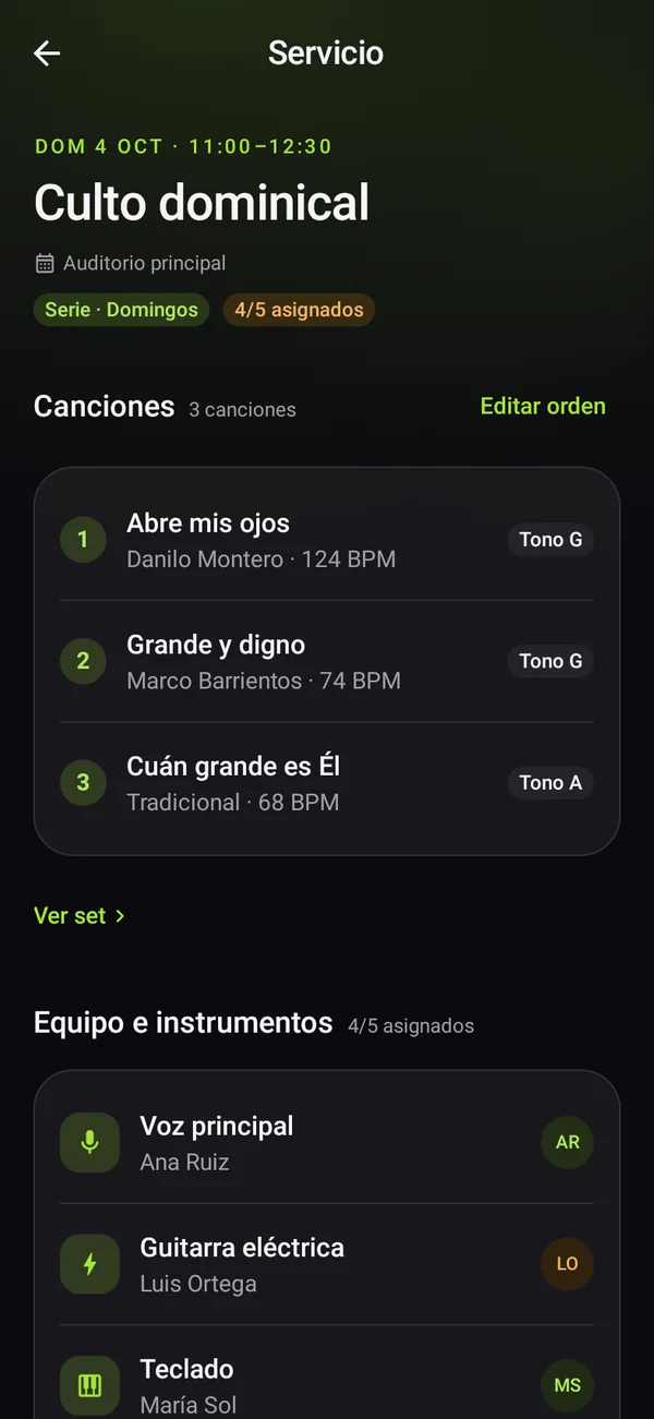 Detailer vum Gottesdéngscht mat de Lidder · Android
